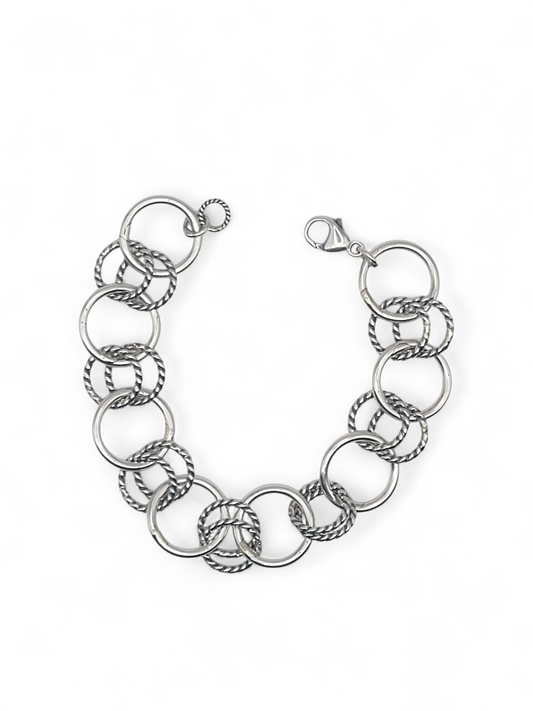 Oxidized Sterling Circle Link Bracelet