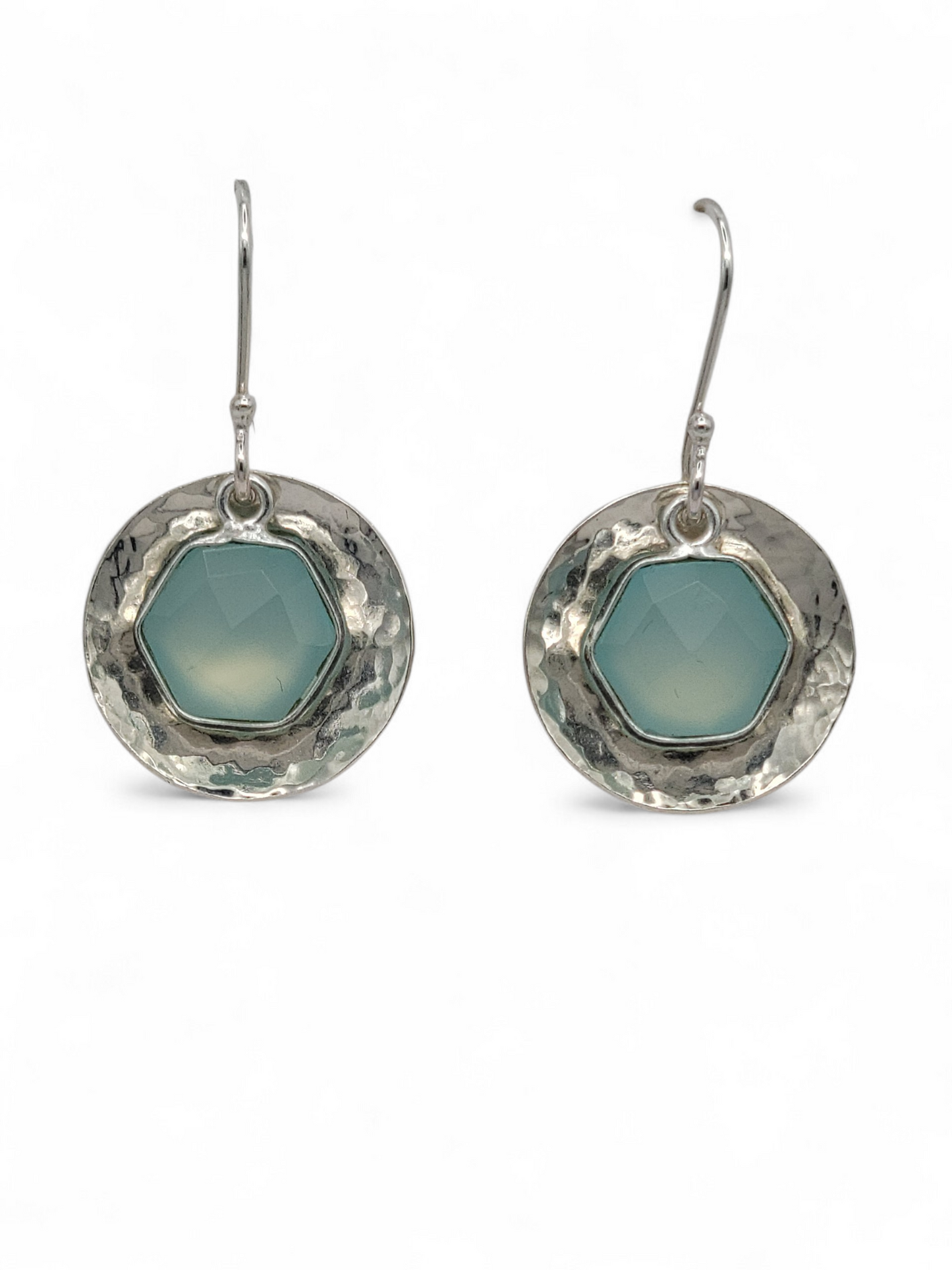 Sterling Aqua Chalcedony Cup Earrings