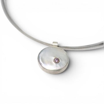 Coin Pearl Necklace with Sapphire